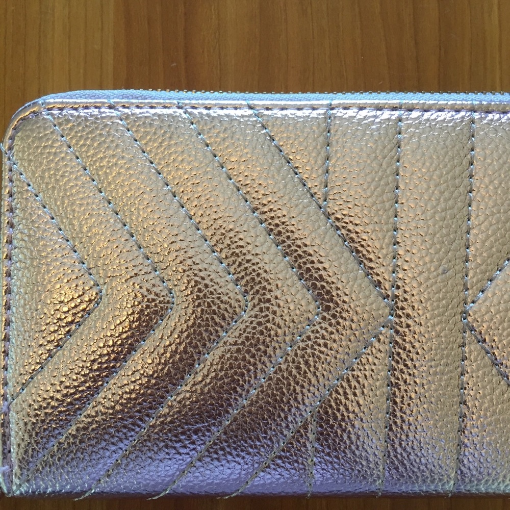Metallic Pink Rose Wristlet Wallet - Picture 2 of 10